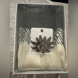 Handkerchief scarf with brooch